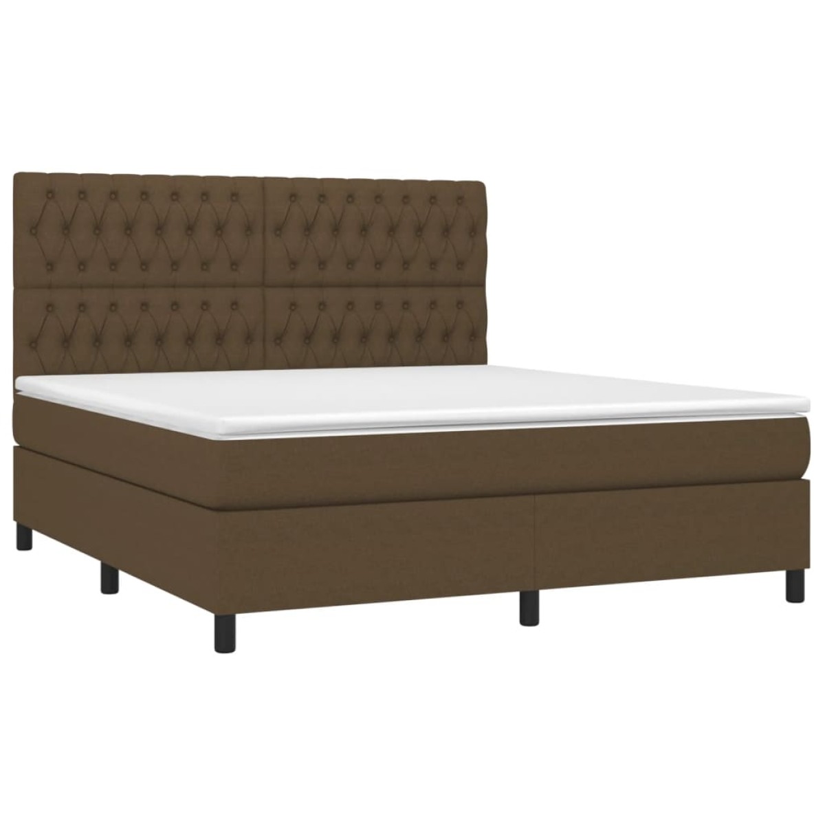 vidaXL Κρεβάτι Boxspring με Στρώμα & LED Σκ.Καφέ 180x200εκ. Υφασμάτινο
