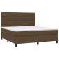 vidaXL Κρεβάτι Boxspring με Στρώμα & LED Σκ.Καφέ 180x200εκ. Υφασμάτινο