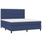 vidaXL Κρεβάτι Boxspring με Στρώμα & LED Μπλε 180x200 εκ. Υφασμάτινο