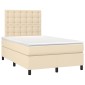 vidaXL Κρεβάτι Boxspring με Στρώμα & LED Κρεμ 120x200 εκ. Υφασμάτινο