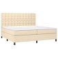 vidaXL Κρεβάτι Boxspring με Στρώμα & LED Κρεμ 200x200 εκ. Υφασμάτινο