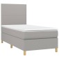 vidaXL Κρεβάτι Boxspring με Στρώμα & LED Αν.Γκρι 80x200 εκ. Υφασμάτινο