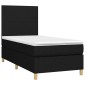 vidaXL Κρεβάτι Boxspring με Στρώμα & LED Μαύρο 80x200 εκ. Υφασμάτινο
