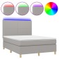 vidaXL Κρεβάτι Boxspring με Στρώμα & LED Αν.Γκρι 140x200εκ. Υφασμάτινο