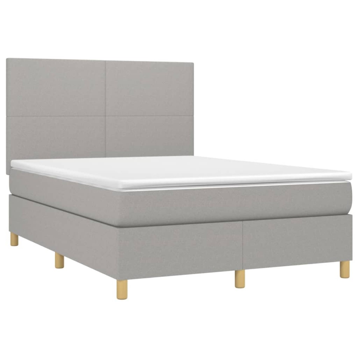 vidaXL Κρεβάτι Boxspring με Στρώμα & LED Αν.Γκρι 140x200εκ. Υφασμάτινο
