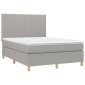 vidaXL Κρεβάτι Boxspring με Στρώμα & LED Αν.Γκρι 140x200εκ. Υφασμάτινο
