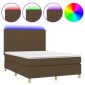vidaXL Κρεβάτι Boxspring με Στρώμα & LED Σκ.Καφέ 140x200 εκ Υφασμάτινο