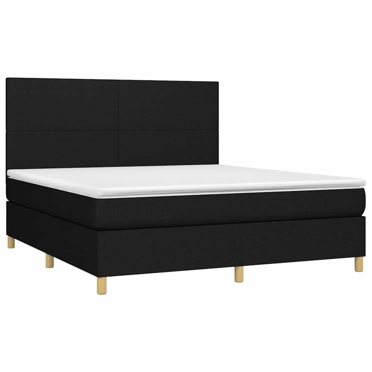vidaXL Κρεβάτι Boxspring με Στρώμα & LED Μαύρο 160x200 εκ. Υφασμάτινο