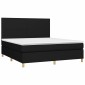 vidaXL Κρεβάτι Boxspring με Στρώμα & LED Μαύρο 160x200 εκ. Υφασμάτινο
