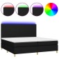 vidaXL Κρεβάτι Boxspring με Στρώμα & LED Μαύρο 200x200 εκ. Υφασμάτινο