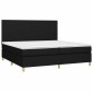 vidaXL Κρεβάτι Boxspring με Στρώμα & LED Μαύρο 200x200 εκ. Υφασμάτινο