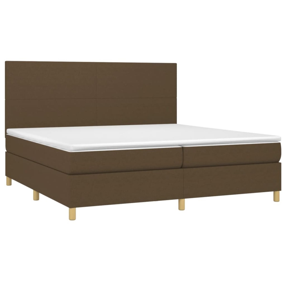 vidaXL Κρεβάτι Boxspring με Στρώμα & LED Σκ.Καφέ 200x200εκ. Υφασμάτινο