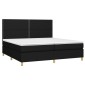 vidaXL Κρεβάτι Boxspring με Στρώμα & LED Μαύρο 200x200 εκ. Υφασμάτινο