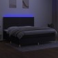 vidaXL Κρεβάτι Boxspring με Στρώμα & LED Μαύρο 200x200 εκ. Υφασμάτινο