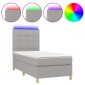 vidaXL Κρεβάτι Boxspring με Στρώμα & LED Αν.Γκρι 100x200εκ. Υφασμάτινο