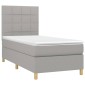 vidaXL Κρεβάτι Boxspring με Στρώμα & LED Αν.Γκρι 100x200εκ. Υφασμάτινο