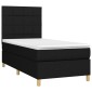 vidaXL Κρεβάτι Boxspring με Στρώμα & LED Μαύρο 100x200 εκ. Υφασμάτινο