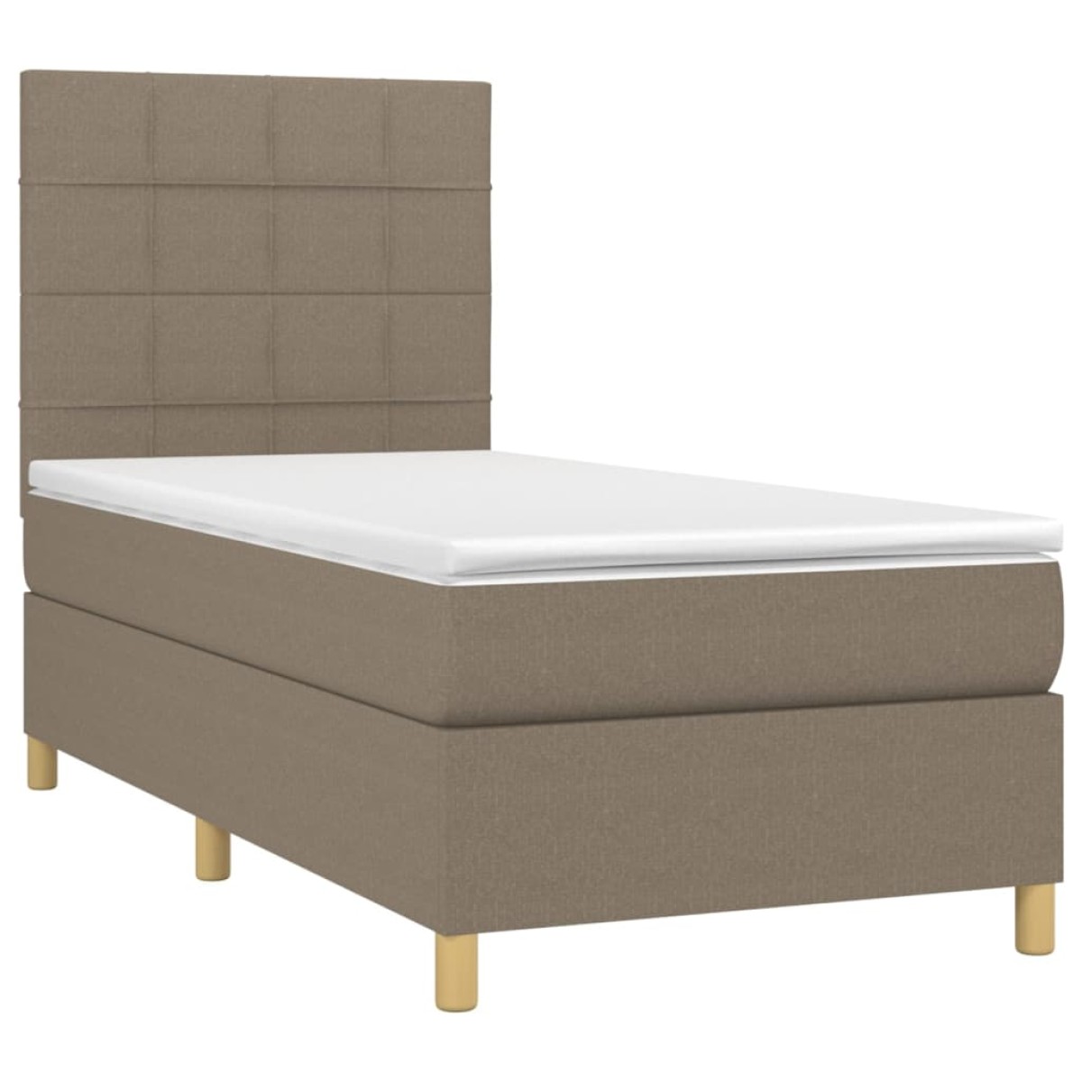 vidaXL Κρεβάτι Boxspring με Στρώμα & LED Taupe 100x200 εκ. Υφασμάτινο