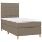 vidaXL Κρεβάτι Boxspring με Στρώμα & LED Taupe 100x200 εκ. Υφασμάτινο