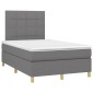 vidaXL Κρεβάτι Boxspring με Στρώμα & LED Σκ.Γκρι 120x200 εκ Υφασμάτινο