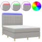 vidaXL Κρεβάτι Boxspring με Στρώμα & LED Αν.Γκρι 140x190εκ. Υφασμάτινο