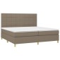 vidaXL Κρεβάτι Boxspring με Στρώμα & LED Taupe 200x200 εκ. Υφασμάτινο
