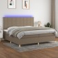 vidaXL Κρεβάτι Boxspring με Στρώμα & LED Taupe 200x200 εκ. Υφασμάτινο