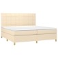 vidaXL Κρεβάτι Boxspring με Στρώμα & LED Κρεμ 200x200 εκ. Υφασμάτινο