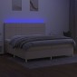 vidaXL Κρεβάτι Boxspring με Στρώμα & LED Κρεμ 200x200 εκ. Υφασμάτινο