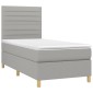 vidaXL Κρεβάτι Boxspring με Στρώμα & LED Αν.Γκρι 80x200 εκ. Υφασμάτινο