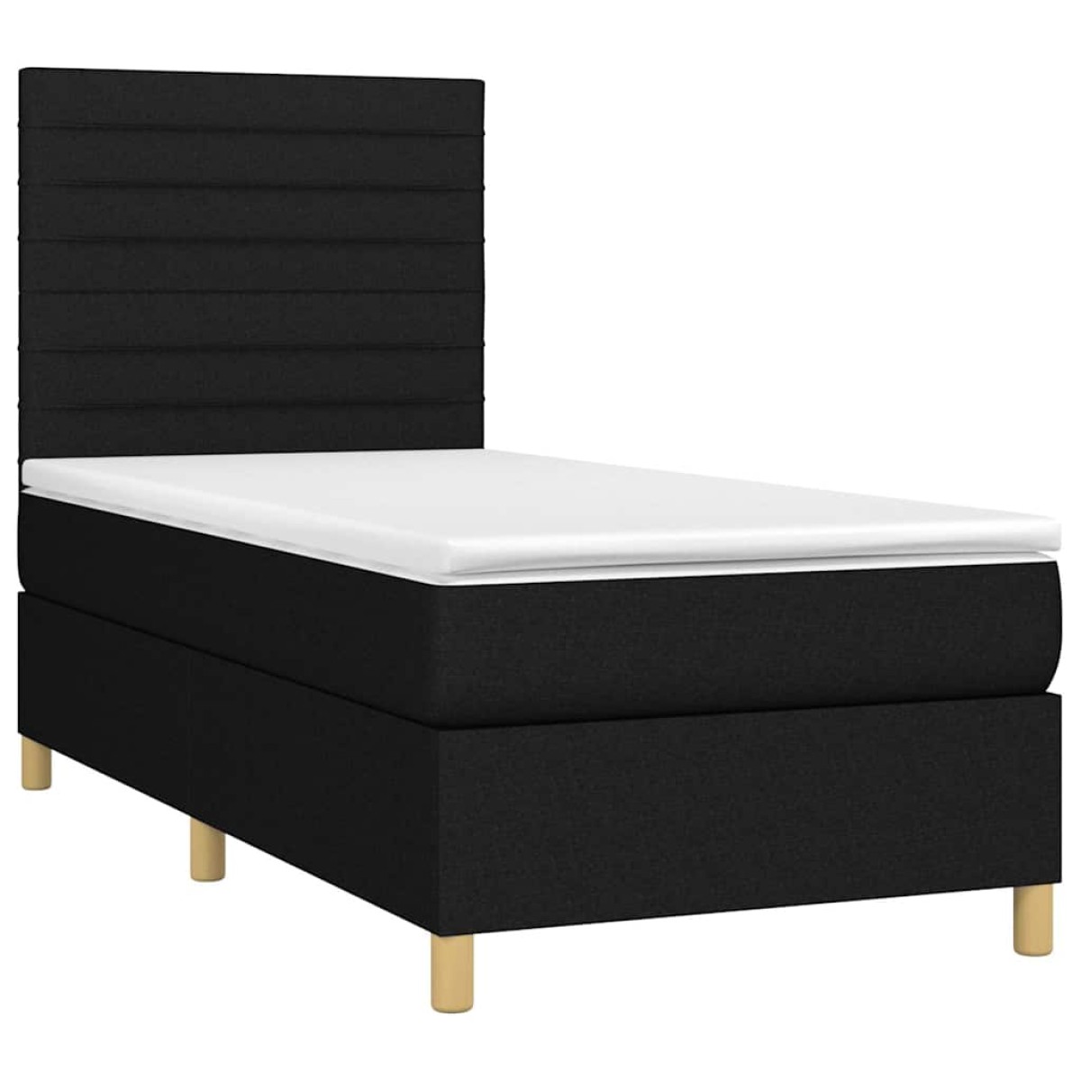 vidaXL Κρεβάτι Boxspring με Στρώμα & LED Μαύρο 90x190 εκ. Υφασμάτινο