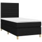 vidaXL Κρεβάτι Boxspring με Στρώμα & LED Μαύρο 90x190 εκ. Υφασμάτινο