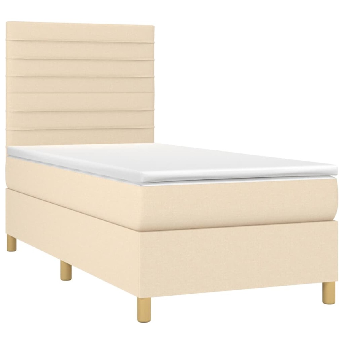 vidaXL Κρεβάτι Boxspring με Στρώμα & LED Κρεμ 90x190 εκ. Υφασμάτινο