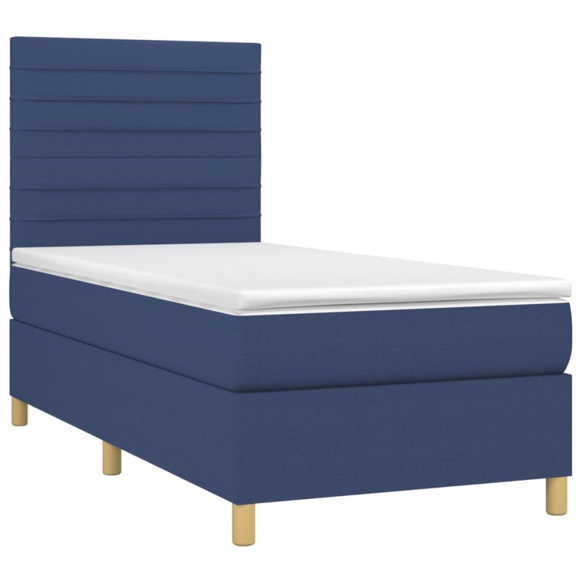 vidaXL Κρεβάτι Boxspring με Στρώμα & LED Μπλε 90x200 εκ. Υφασμάτινο
