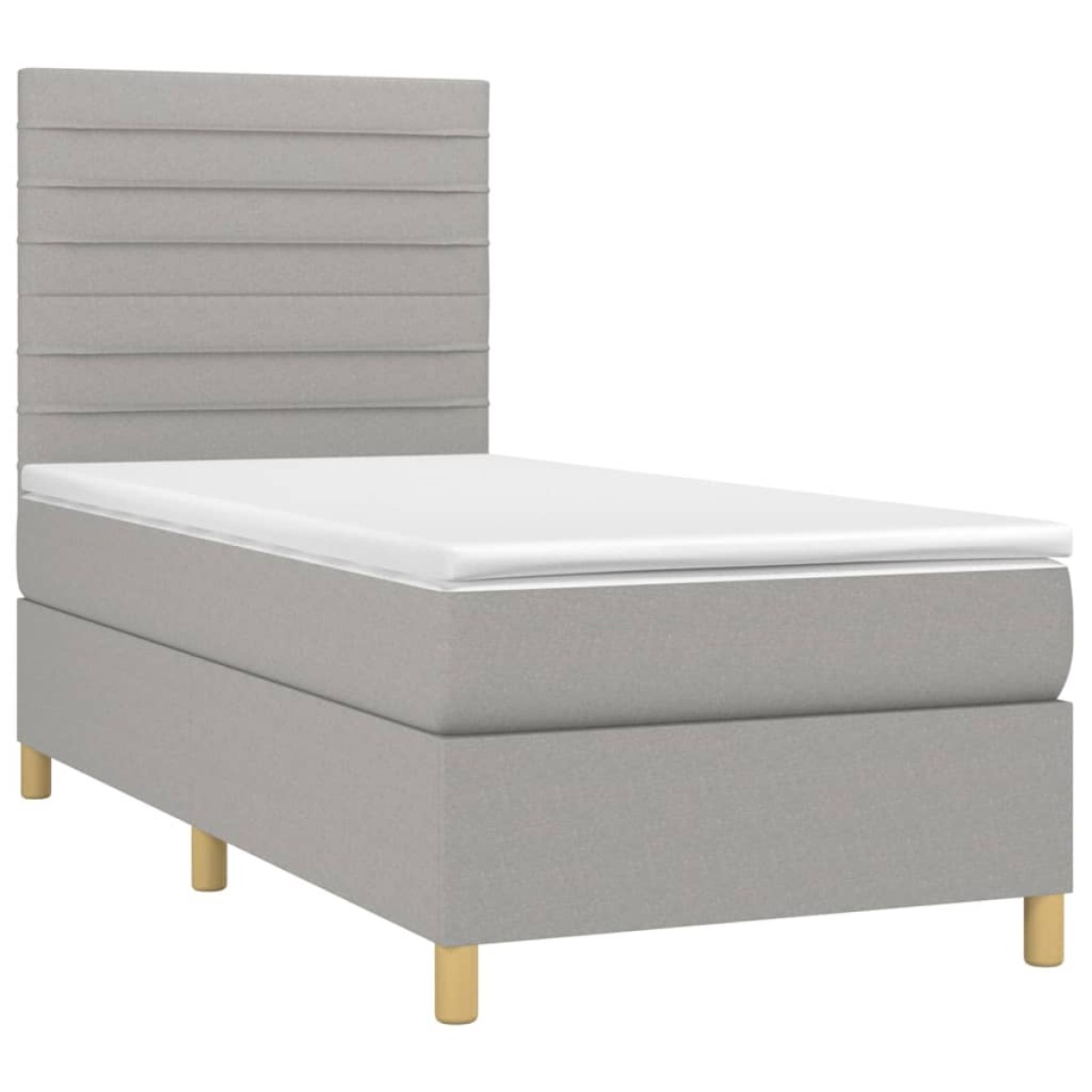 vidaXL Κρεβάτι Boxspring με Στρώμα & LED Αν.Γκρι 100x200εκ. Υφασμάτινο