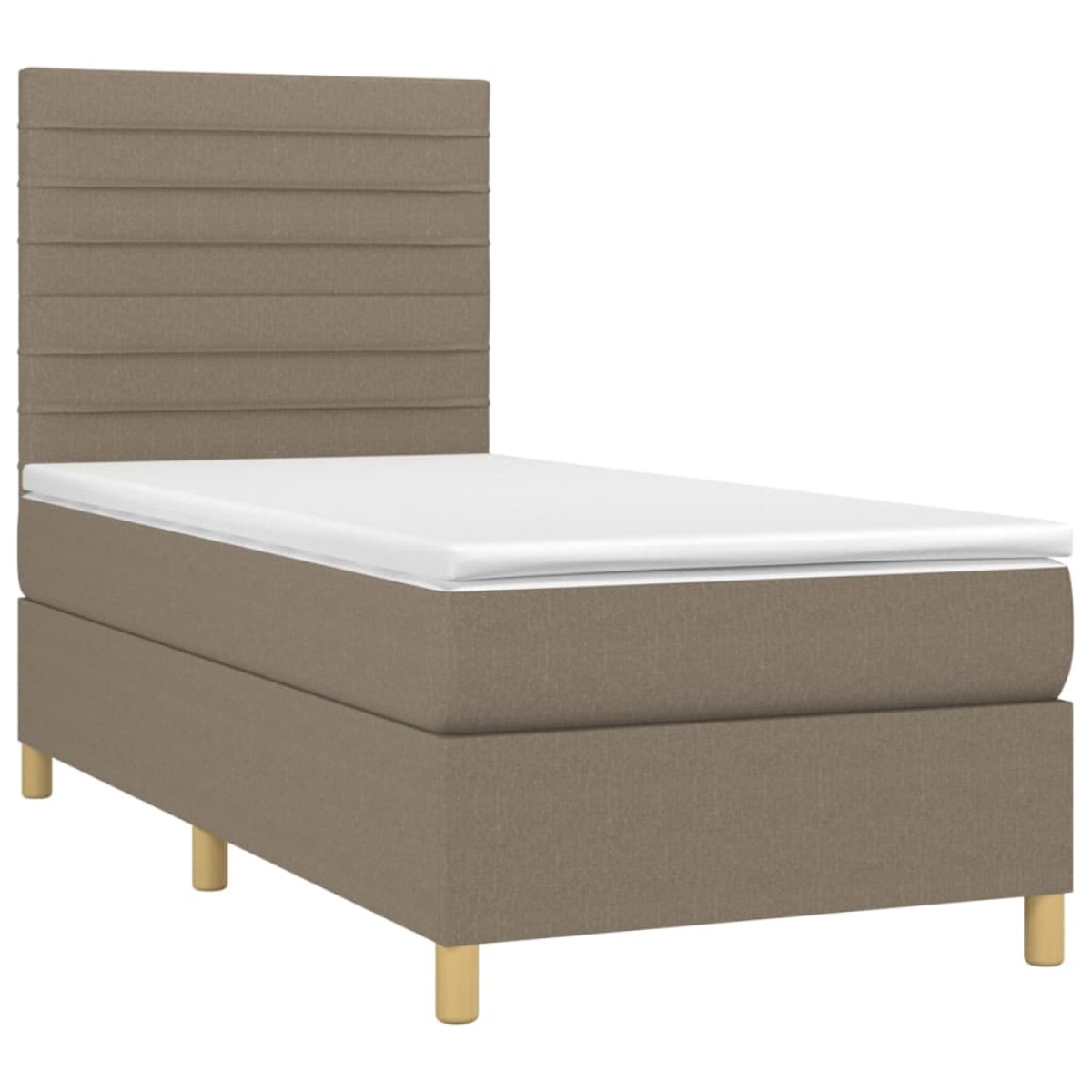 vidaXL Κρεβάτι Boxspring με Στρώμα & LED Taupe 100x200 εκ. Υφασμάτινο