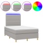 vidaXL Κρεβάτι Boxspring με Στρώμα & LED Αν.Γκρι 120x200 εκ Υφασμάτινο