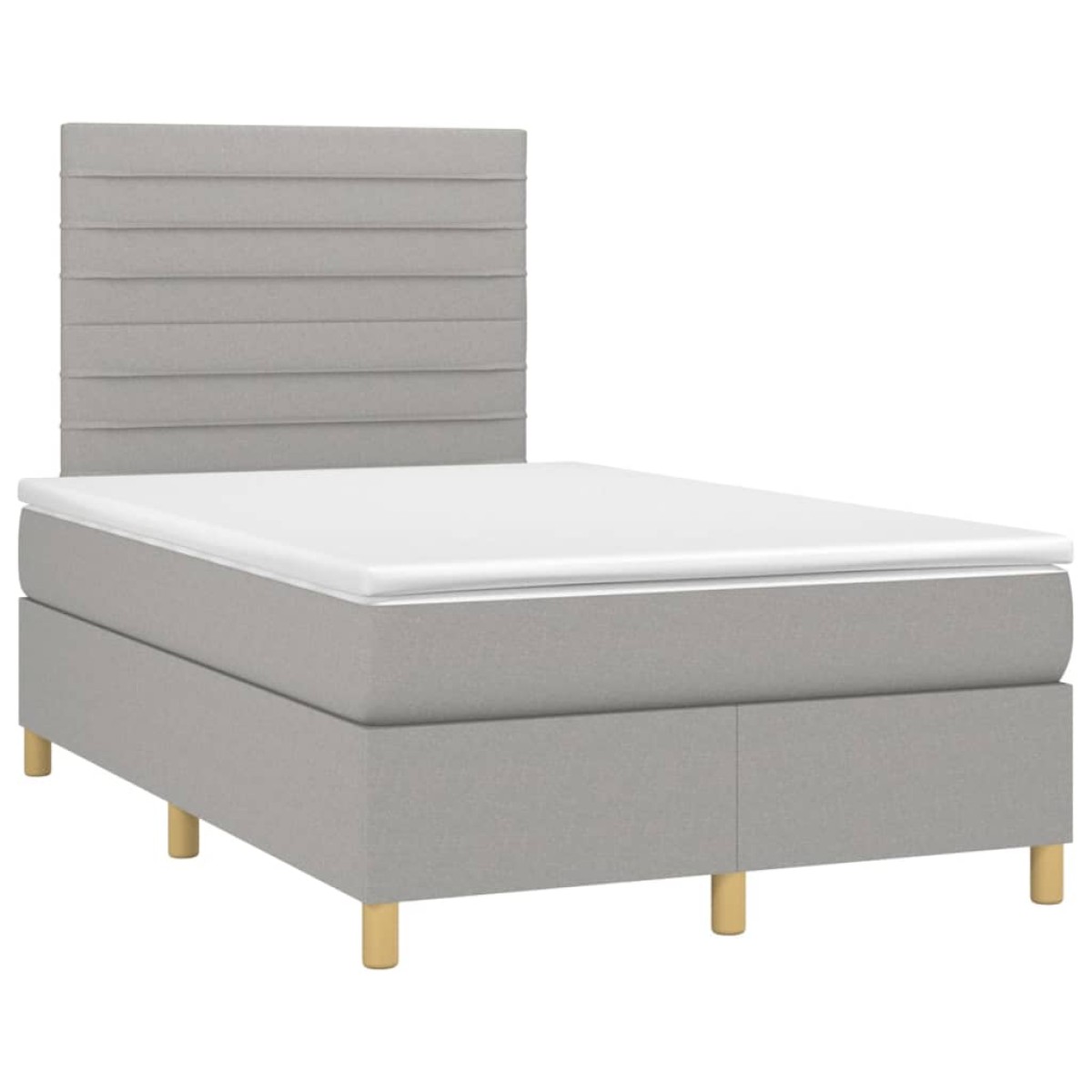 vidaXL Κρεβάτι Boxspring με Στρώμα & LED Αν.Γκρι 120x200 εκ Υφασμάτινο
