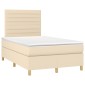 vidaXL Κρεβάτι Boxspring με Στρώμα & LED Κρεμ 120x200 εκ. Υφασμάτινο