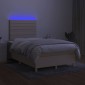 vidaXL Κρεβάτι Boxspring με Στρώμα & LED Κρεμ 120x200 εκ. Υφασμάτινο