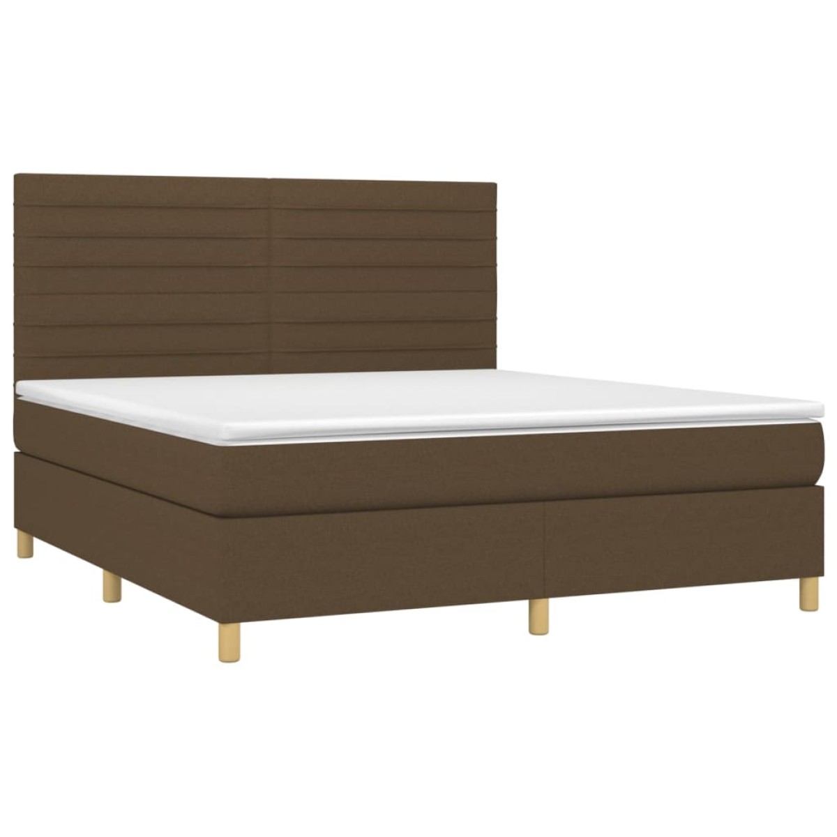 vidaXL Κρεβάτι Boxspring με Στρώμα & LED Σκ.Καφέ 160x200εκ. Υφασμάτινο