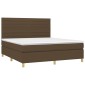 vidaXL Κρεβάτι Boxspring με Στρώμα & LED Σκ.Καφέ 160x200εκ. Υφασμάτινο