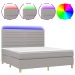 vidaXL Κρεβάτι Boxspring με Στρώμα & LED Αν.Γκρι 180x200εκ. Υφασμάτινο
