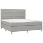 vidaXL Κρεβάτι Boxspring με Στρώμα & LED Αν.Γκρι 180x200εκ. Υφασμάτινο