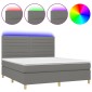 vidaXL Κρεβάτι Boxspring με Στρώμα & LED Σκ.Γκρι 180x200 εκ Υφασμάτινο