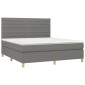 vidaXL Κρεβάτι Boxspring με Στρώμα & LED Σκ.Γκρι 180x200 εκ Υφασμάτινο