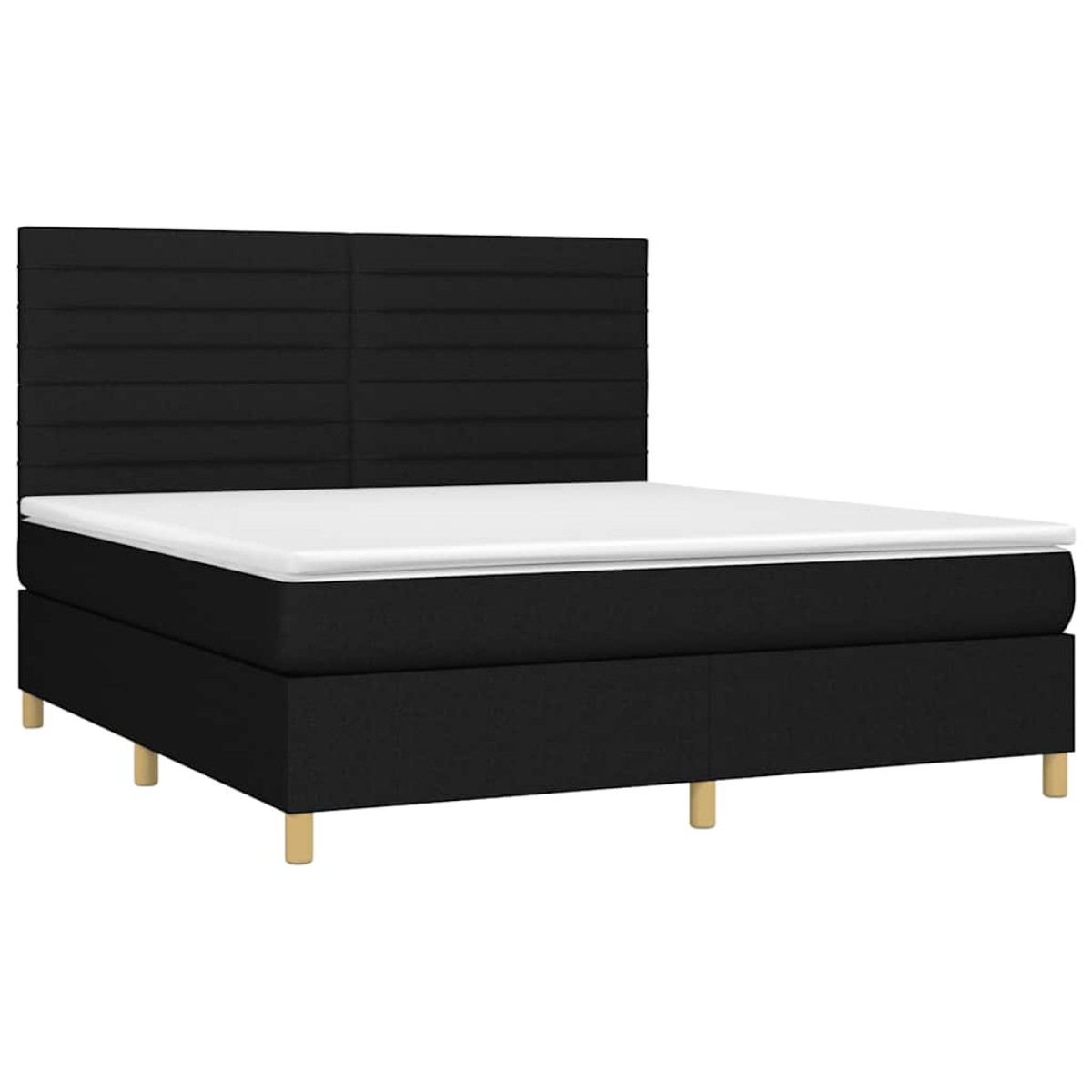 vidaXL Κρεβάτι Boxspring με Στρώμα & LED Μαύρο 180x200 εκ. Υφασμάτινο