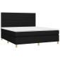 vidaXL Κρεβάτι Boxspring με Στρώμα & LED Μαύρο 180x200 εκ. Υφασμάτινο