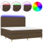 vidaXL Κρεβάτι Boxspring με Στρώμα & LED Σκ.Καφέ 180x200εκ. Υφασμάτινο