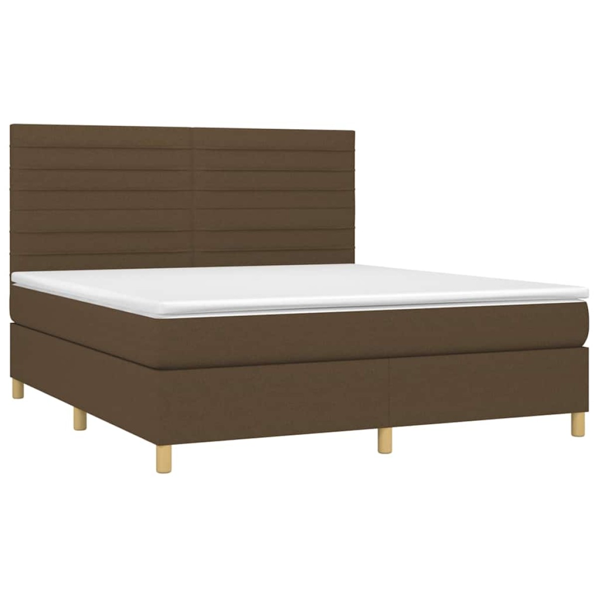 vidaXL Κρεβάτι Boxspring με Στρώμα & LED Σκ.Καφέ 180x200εκ. Υφασμάτινο